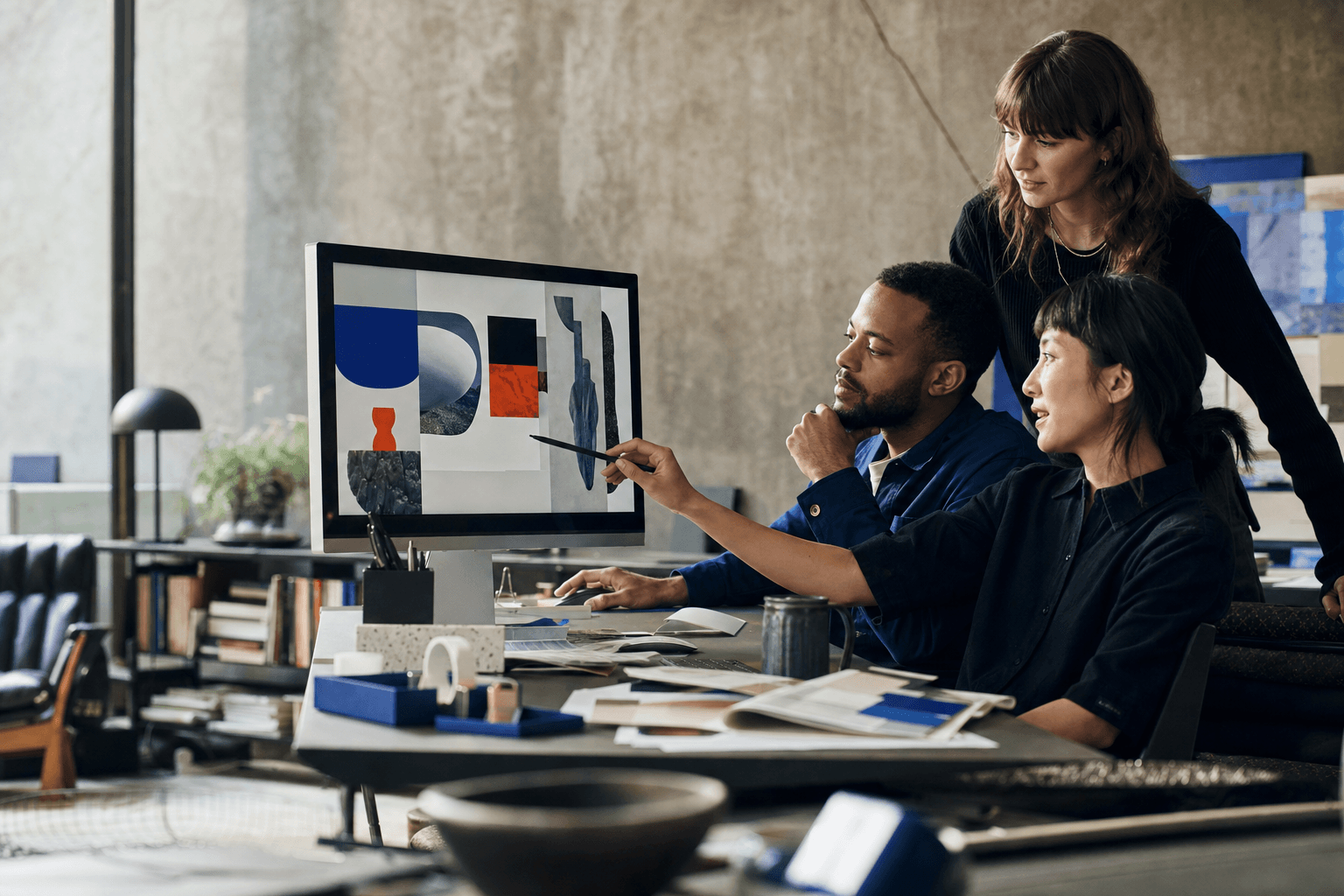 A creative team reviewing campaign work